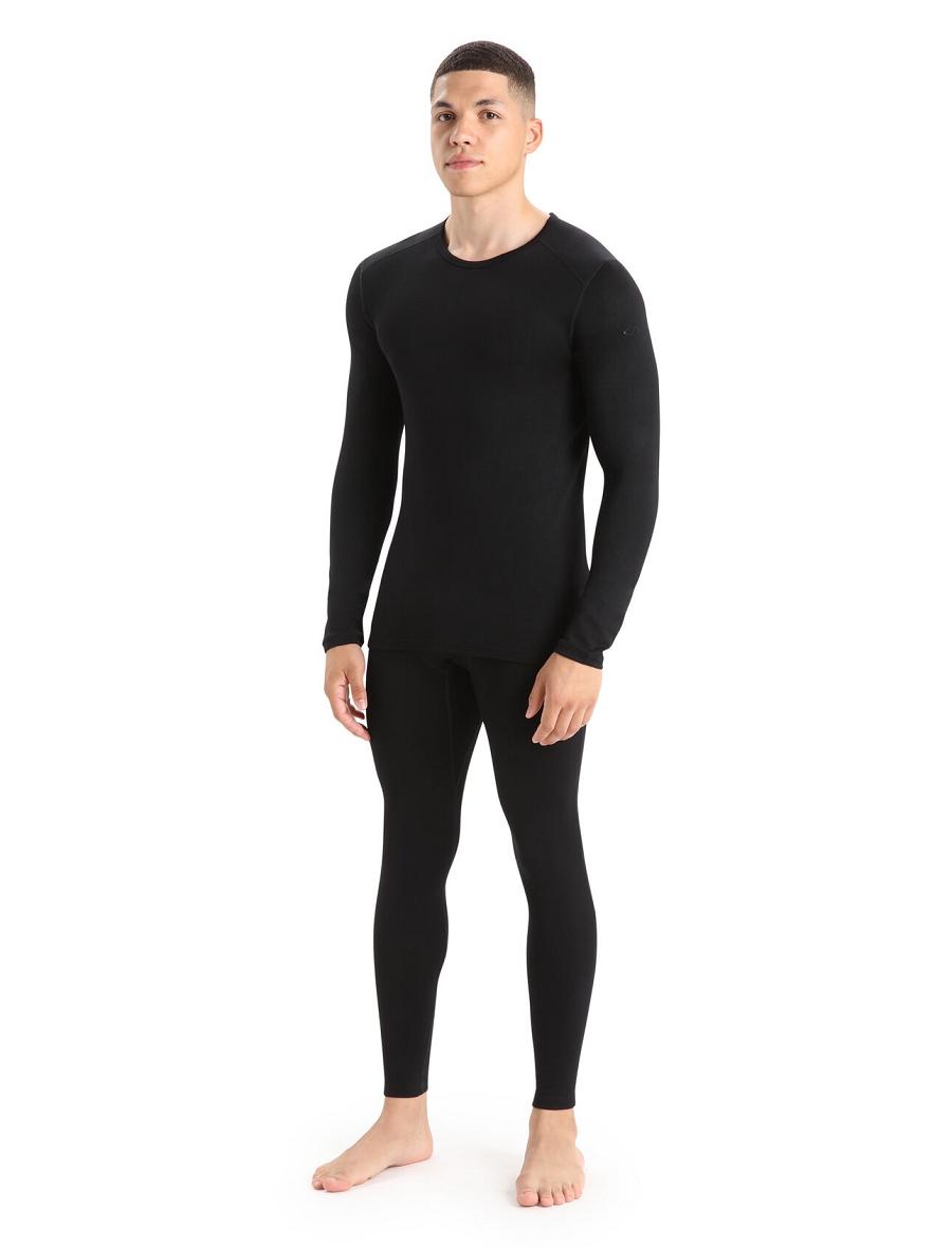 Icebreaker Merino 260 Tech Long Sleeve Crewe Thermal Top Férfi Base Layers Fekete | HU 1398CTVE